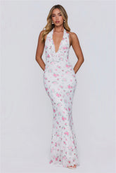 Little Luxe Halter Maxi Dress White