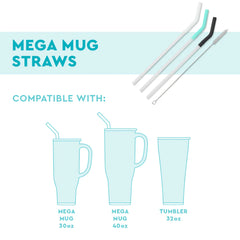 Blush/Coral/Hot Pink Reusable Straw Set Mega Mugs