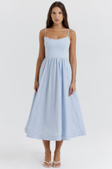soft blue corset sundress