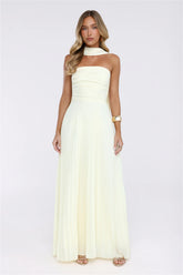 Sugar Babe Strapless Pleated Maxi Dress Yellow