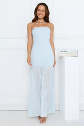 Petal Sunbeam Strapless Maxi Dress Blue