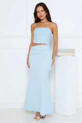 Babe Glow Strapless Maxi Dress Blue