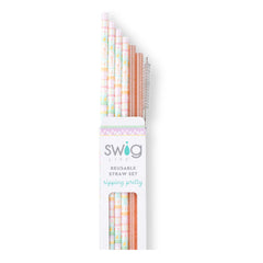 Bunny Trail + Peach Glitter Reusable Straw Set