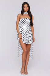 Twirl In Dots Polka Dot Mini Dress White