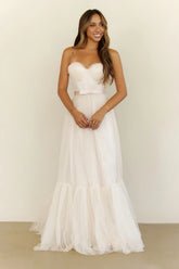 First Kiss Feeling Strapless Maxi Dress Cream