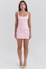 rose shadow satin sleeveless mini dress - sale