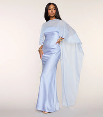 Felicity Satin Dress With Sheer Shawl