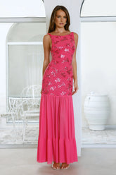 Champagne Secrets Embellished Maxi Dress Pink