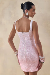 Rionelle | Pink And White Sequin Mini Dress