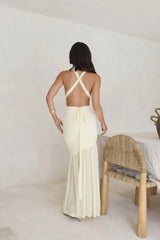 Ocean Winds Halter Maxi Dress Yellow