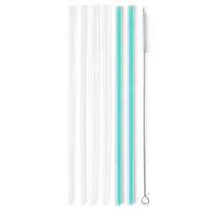 Clear + Aqua Reusable Straw Set