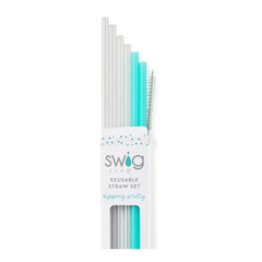Clear + Aqua Reusable Straw Set