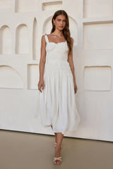 Spring Breeze Midi Dress White