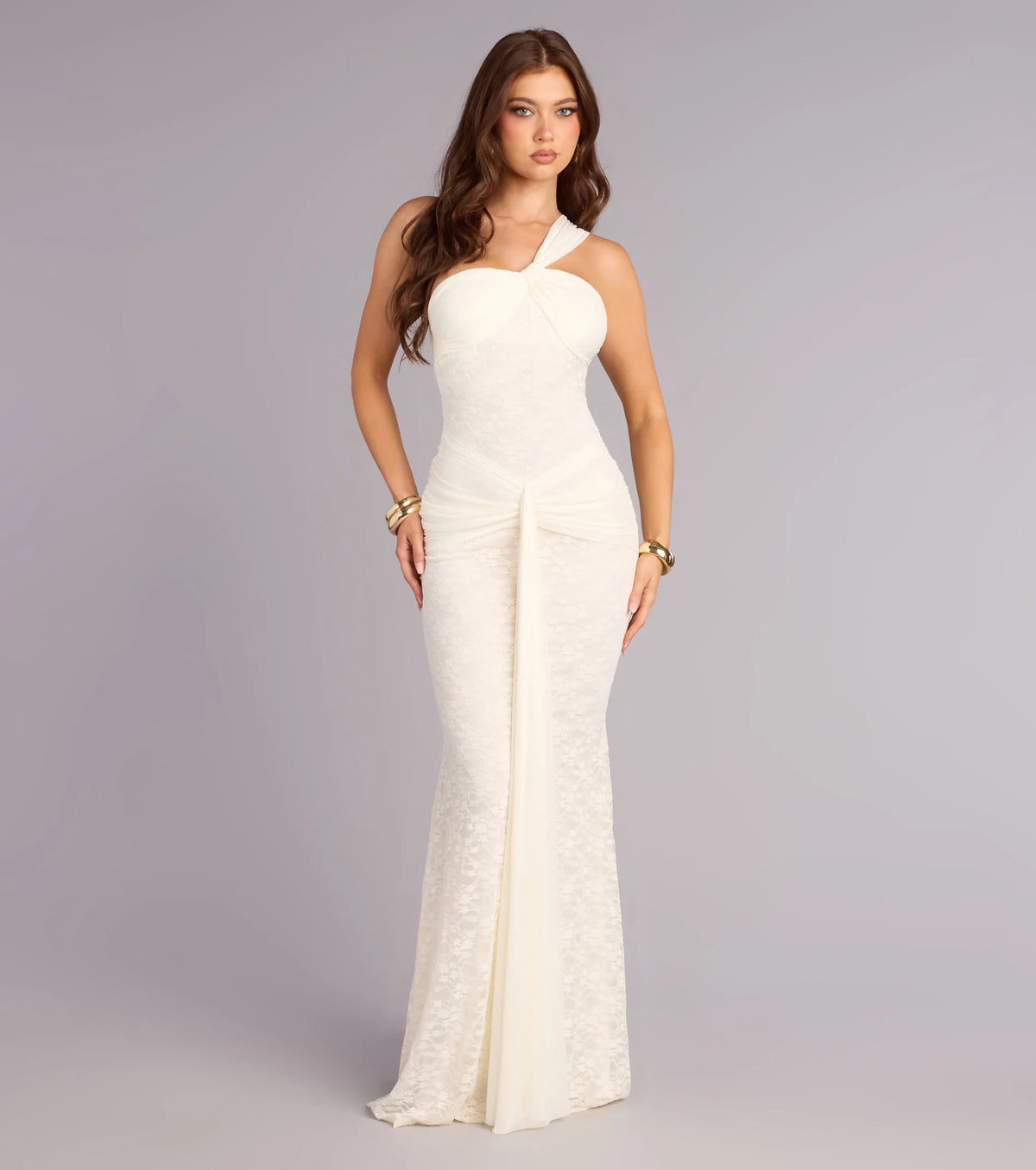 Giana Lace One-Shoulder Formal Dress
