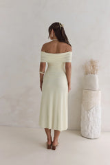 Santorini Strolls Off Shoulder Midi Dress Yellow