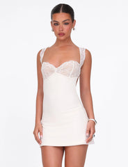 NYOMI MINI DRESS - WHITE : CREAM