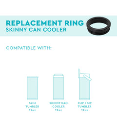 Black Replacement Ring 12oz Skinny Can Cooler