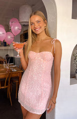 Penny Lane Light Pink Sequin Mini Dress
