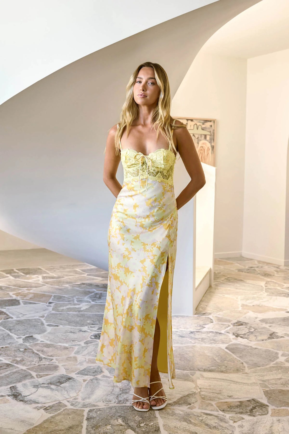 Main Character Satin Maxi Dress Yellow