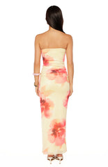 Imogen Yellow and Pink Floral Print Maxi Dress