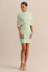 Merisse | Mint Bandeau Mini-Dress With Ruched-Detailing